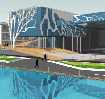 现代高层办公楼 沿河办公楼